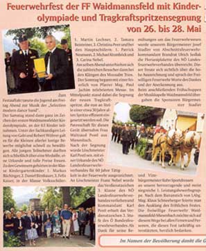 Feuerwehrfest mit Tragkraftspritzensegnung