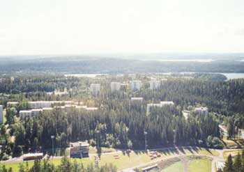 Blick von der Schisprungschanze auf Kuopio
