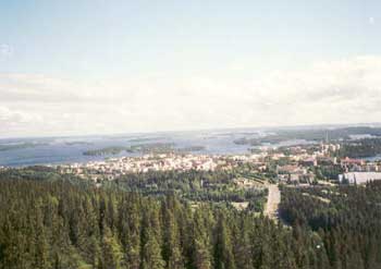 Blick von der Schisprungschanze auf Kuopio
